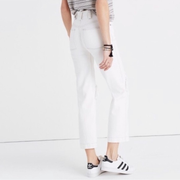 Madewell White Ripped High Rise Straight Jeans | Size 28 - Picture 3 of 11